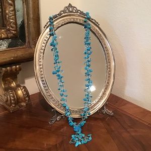 Turquoise, Silver & Glass Beads Handmade Necklace